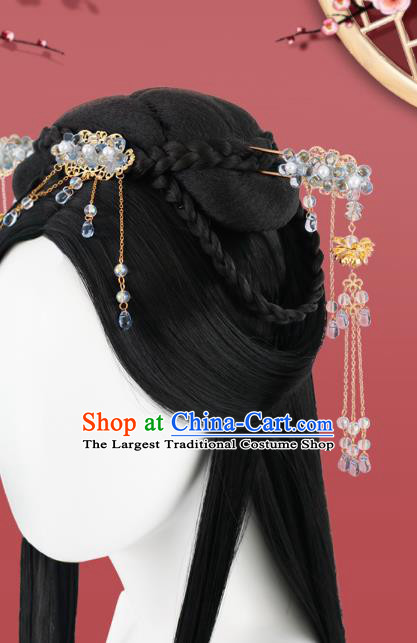 Chinese Jin Dynasty Young Lady Bangs Wigs Quality Wigs China Best Chignon Wig Ancient Noble Princess Wig Sheath and Hair Accessories