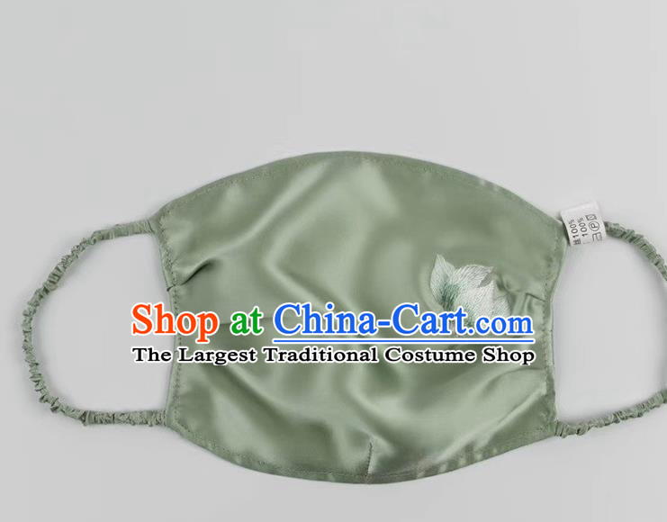 Handmade Embroidered Face Mask Chinese Style Protective Mask Accessories Green Silk Mask