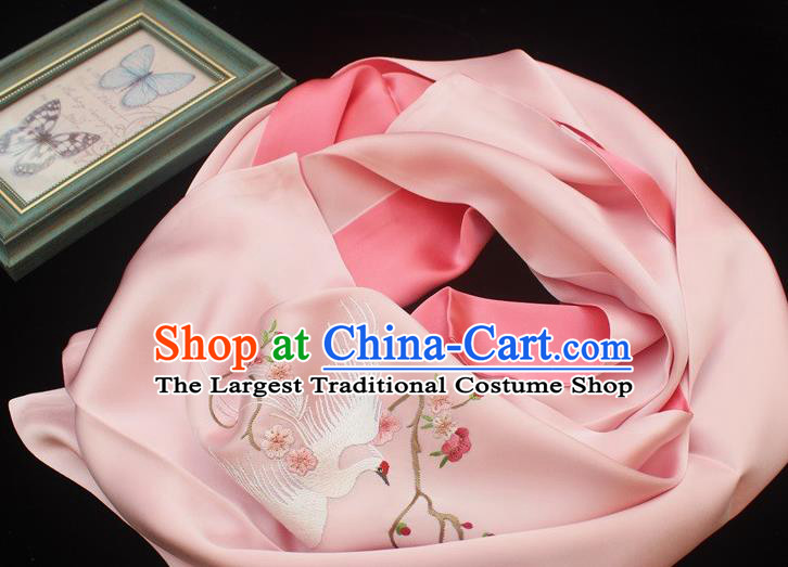 Chinese Traditional Embroidered Scarf Cheongsam Embroidery Phoenix Accessories Pink Silk Tippet