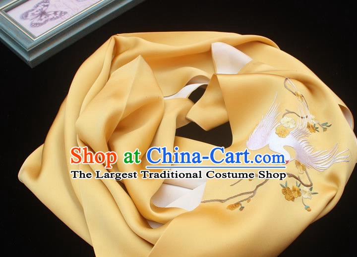 Chinese Cheongsam Embroidery Phoenix Accessories Yellow Silk Tippet Traditional Embroidered Scarf