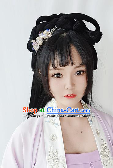 Chinese Song Dynasty Young Lady Wigs Best Quality Wigs China Cosplay Wig Chignon Ancient Noble Girl Wig Sheath