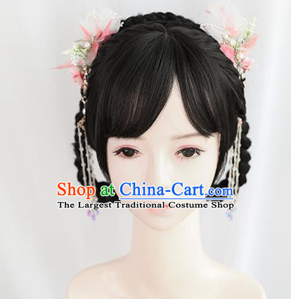 Chinese Song Dynasty Young Lady Bangs Wigs Best Quality Wigs China Cosplay Wig Chignon Ancient Female Wig Sheath