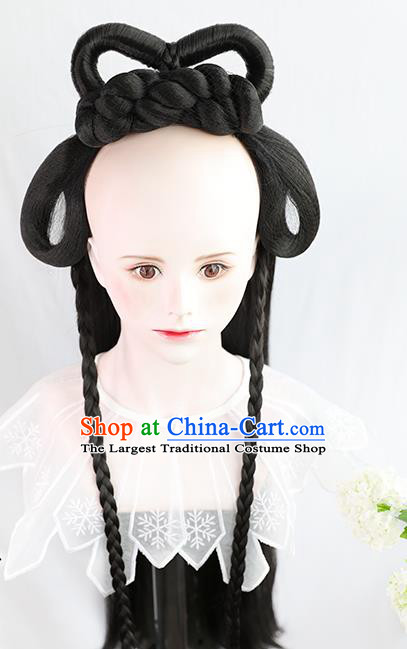 Chinese Tang Dynasty Young Lady Wigs Best Quality Wigs China Cosplay Wig Chignon Ancient Court Female Wig Sheath