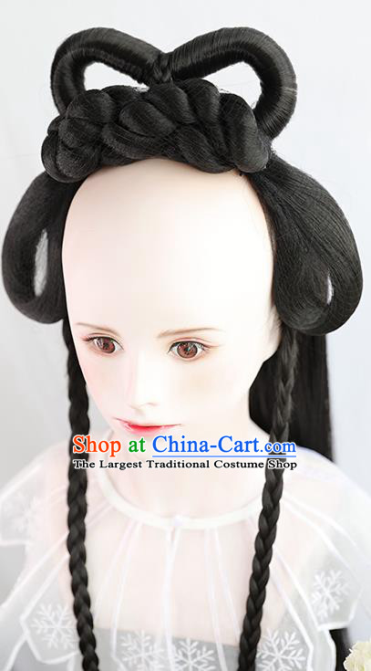 Chinese Tang Dynasty Young Lady Wigs Best Quality Wigs China Cosplay Wig Chignon Ancient Court Female Wig Sheath