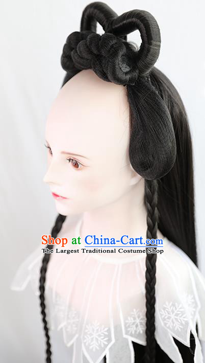 Chinese Tang Dynasty Young Lady Wigs Best Quality Wigs China Cosplay Wig Chignon Ancient Court Female Wig Sheath