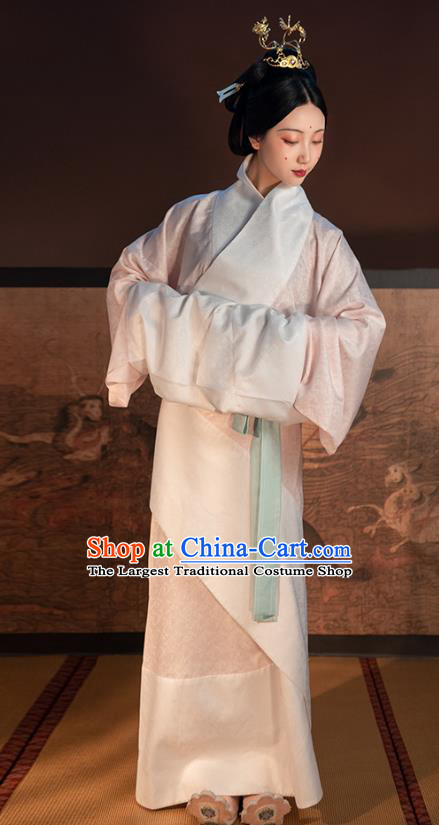 China Ancient Court Princess Hanfu Dress Traditional Han Dynasty Imperial Concubine White Curving Front Robe Historical Costume for Women