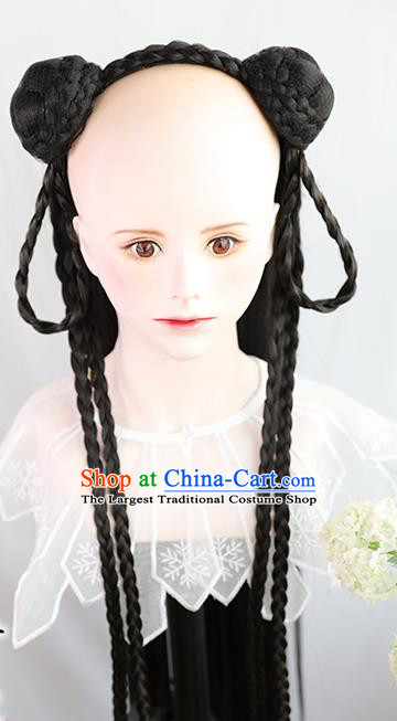 Chinese Tang Dynasty Country Lady Wigs Best Quality Wigs China Cosplay Wig Chignon Ancient Village Girl Wig Sheath