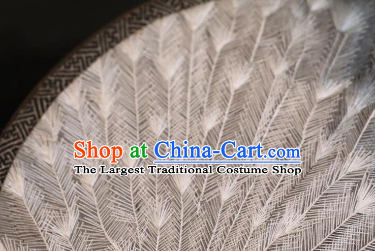 China Handmade Suzhou Embroidery Palace Fan Dance Double Side Fan Traditional Embroidered White Peacock Silk Fans