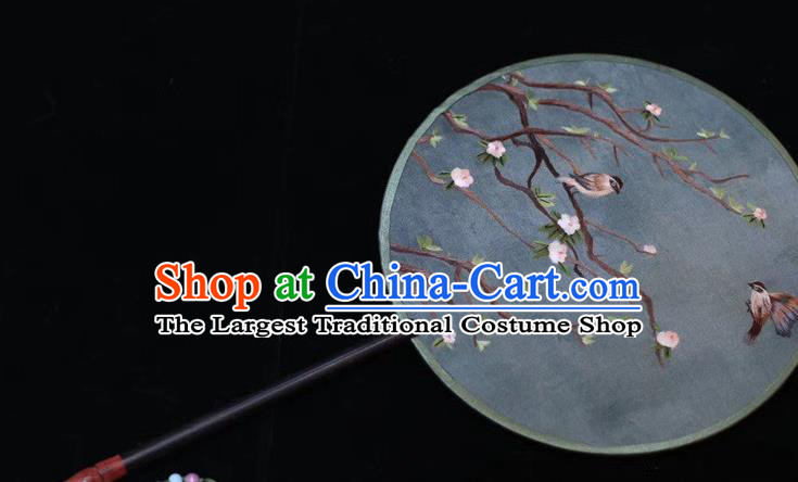 China Handmade Embroidered Round Fan Suzhou Embroidery Plum Blossom Palace Fan Ancient Court Dance Silk Fans