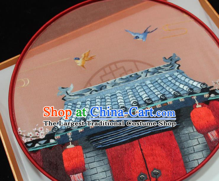 China Traditional Hanfu Silk Fan Embroidered Palace Fan Handmade Suzhou Embroidery Fan
