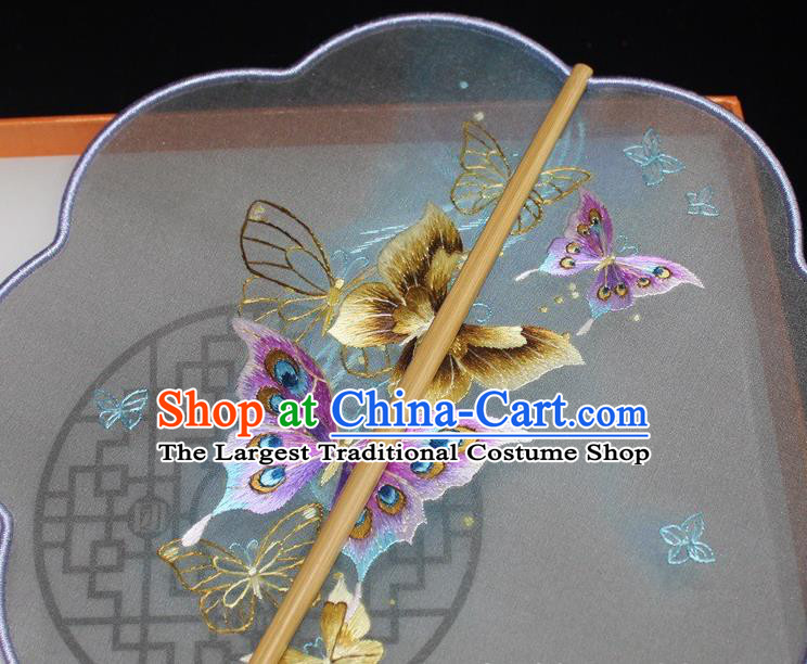 China Court Silk Fan Traditional Hanfu Fan Handmade Suzhou Embroidery Butterfly Palace Fan Embroidered Dance Fan