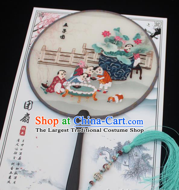 China Exquisite Embroidery Fan Traditional Handmade Palace Fan Rosewood Fan