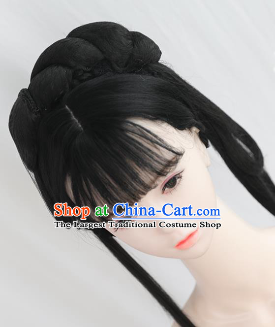 Chinese Song Dynasty Patrician Lady Bangs Wigs Best Quality Wigs China Cosplay Wig Chignon Ancient Princess Wig Sheath