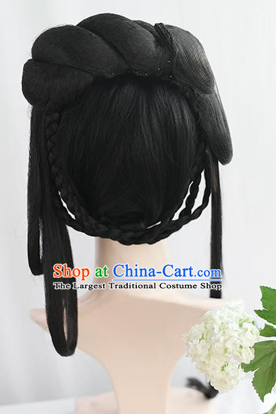 Chinese Song Dynasty Patrician Lady Bangs Wigs Best Quality Wigs China Cosplay Wig Chignon Ancient Princess Wig Sheath