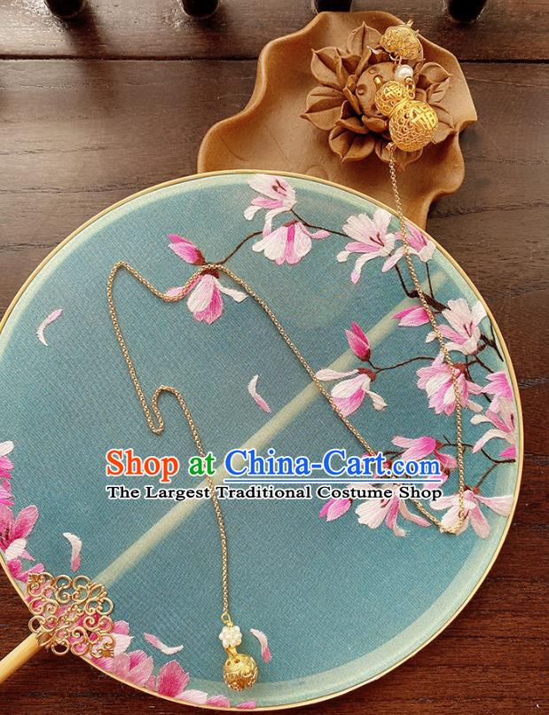 China Traditional Cheongsam Golden Gourd Brooch Classical Pendant Accessories