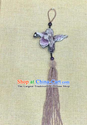 China Traditional Suzhou Embroidery Pendant Lilac Tassel Accessories National Cheongsam Brooch