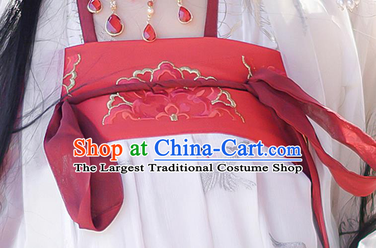 China Ancient Hanfu Apparels Royal Infanta White Dress Traditional Tang Dynasty Court Lady Costumes