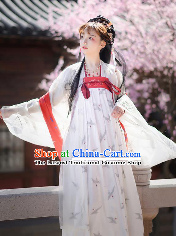 China Ancient Hanfu Apparels Royal Infanta White Dress Traditional Tang Dynasty Court Lady Costumes