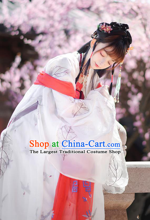 China Ancient Hanfu Apparels Royal Infanta White Dress Traditional Tang Dynasty Court Lady Costumes