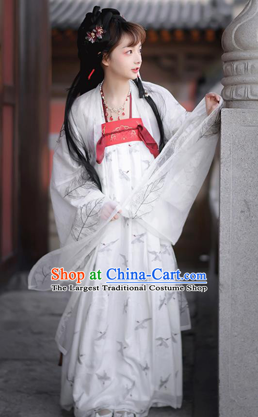 China Ancient Hanfu Apparels Royal Infanta White Dress Traditional Tang Dynasty Court Lady Costumes