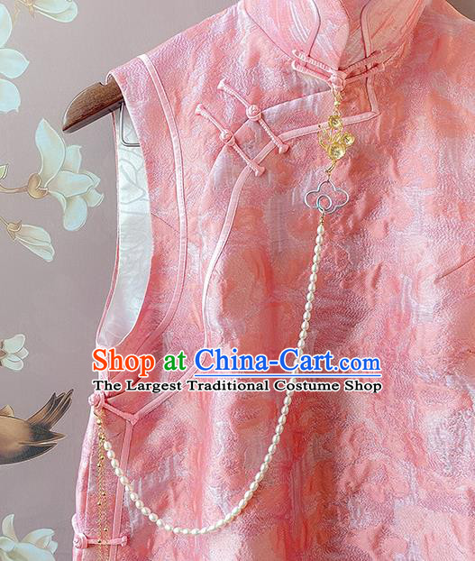 China Classical Cheongsam Pearls Tassel Pendant Traditional Brooch Accessories