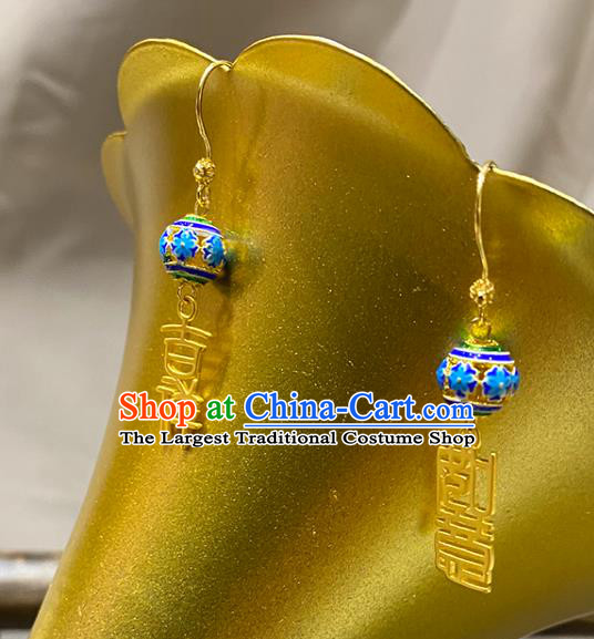 China Women Jewelry Handmade Blueing Ear Accessories Traditional Hanfu Golden Earrings