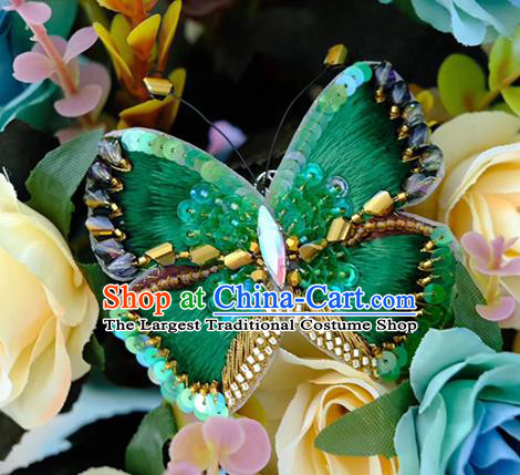 China Embroidered Green Butterfly Brooch Classical Collar Button Traditional Cheongsam Accessories