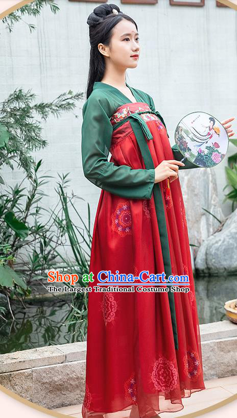 China Ancient Court Maid Clothing Tang Dynasty Country Women Hanfu Dress Traditional Apparels