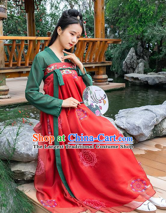 China Ancient Court Maid Clothing Tang Dynasty Country Women Hanfu Dress Traditional Apparels