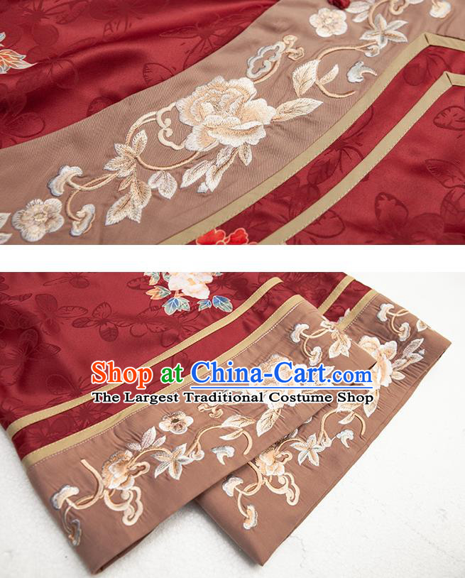 Chinese Traditional Embroidered Xiuhe Suit Bride Red Blouse and Skirt Full Set Tang Suit Wedding Costumes