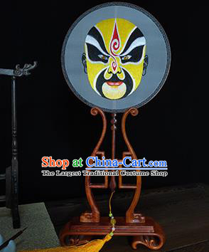 China Handmade Beijing Opera Round Fan Silk Fan Suzhou Embroidery Facial Makeup Fans