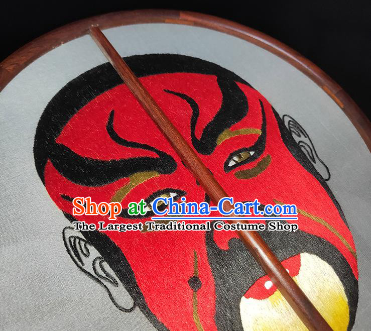 China Handmade Round Fan Suzhou Embroidery Red Facial Makeup Fans Silk Fan