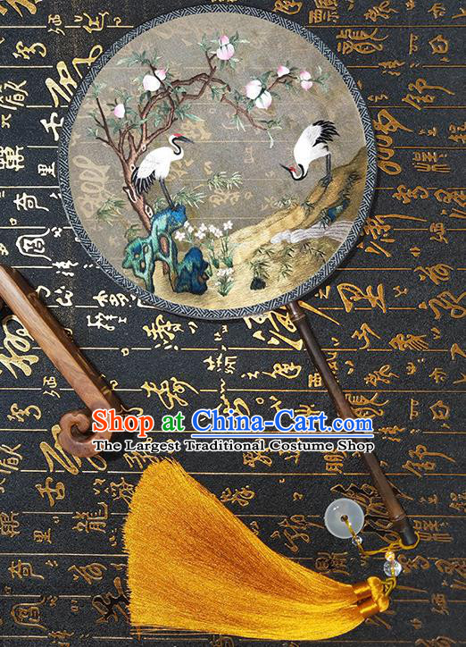China Suzhou Embroidery Palace Fan Handmade Cheongsam Silk Fan Traditional Embroidered Round Fan