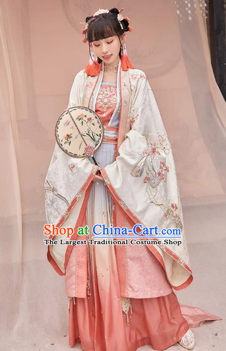 China Traditional Court Infanta Hanfu Clothing Ancient Song Dynasty Princess Embroidered Costumes