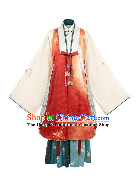 Ancient China Noble Beauty Costumes Traditional Ming Dynasty Royal Princess Hanfu Dress Full Set