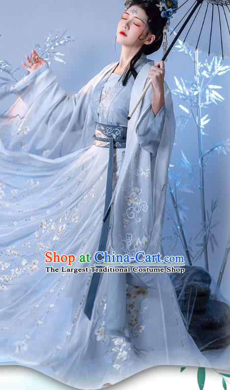 China Ancient Court Beauty Embroidered Costume Traditional Tang Dynasty Princess Hanfu Clothing for Women