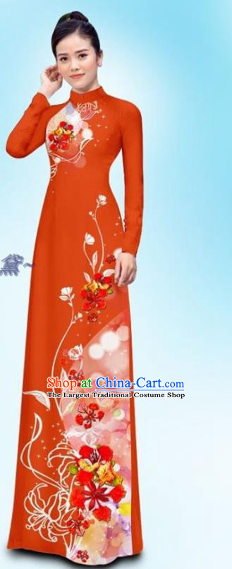 Jacinth Traditional Vietnamese Uniforms Ao Dai Cheongsam and Pants Asian Vietnam Qipao Dress Custom Female Clothing