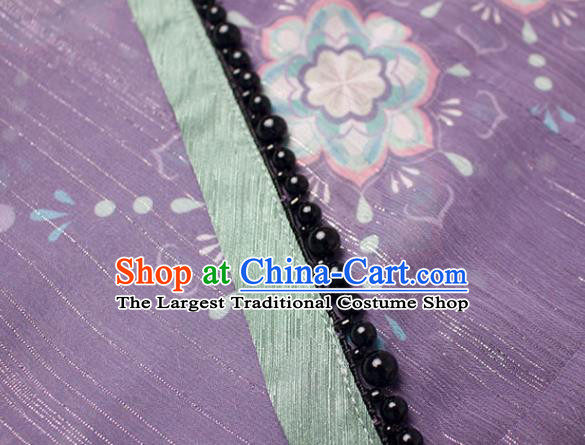 Chinese Jin Dynasty Historical Costumes Traditional Ancient Goddess Purple Hanfu Apparels Blouse and Skirt for Women