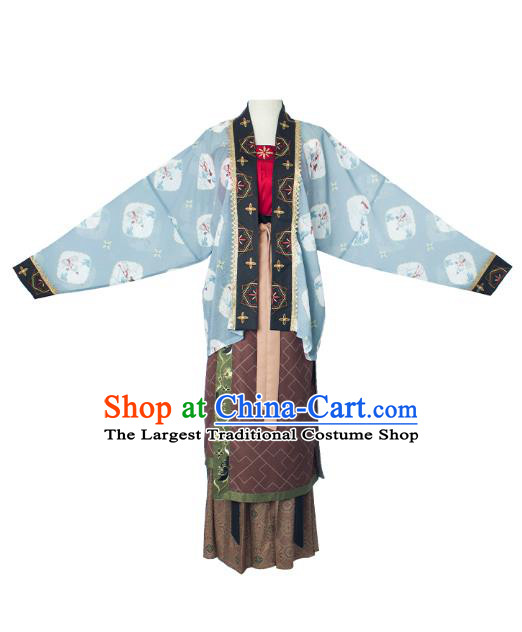 Traditional Chinese Ancient Song Dynasty Hanfu Apparels Embroidered Blouse Top and Skirt Historical Costumes for Young Lady