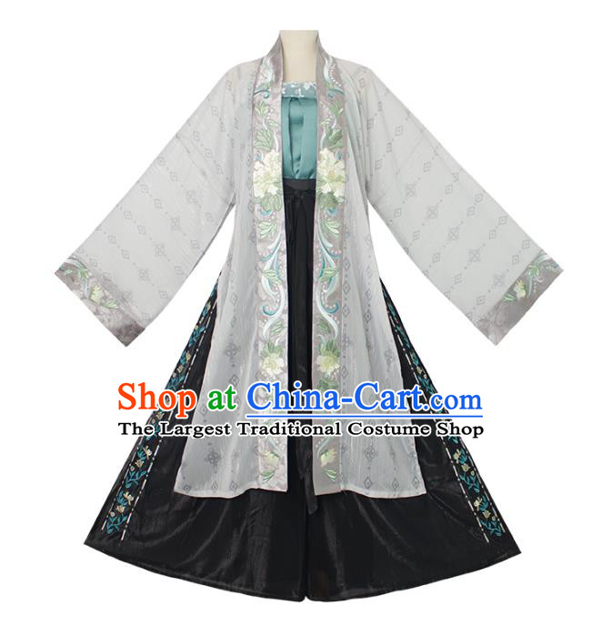 China Ancient Clothing Traditional Hanfu Dress Song Dynasty Embroidered BeiZi Top and Skirt for Young Female