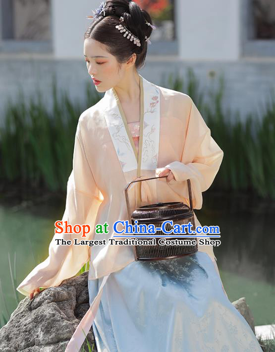 Traditional China Female Hanfu Ancient Song Dynasty Civilian Female Costume Blouse top and Skirt Full Set