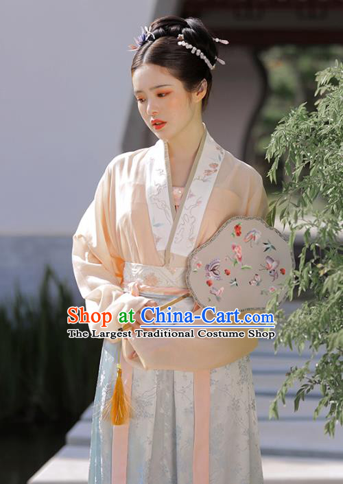 Traditional China Female Hanfu Ancient Song Dynasty Civilian Female Costume Blouse top and Skirt Full Set