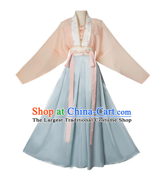 Traditional China Female Hanfu Ancient Song Dynasty Civilian Female Costume Blouse top and Skirt Full Set