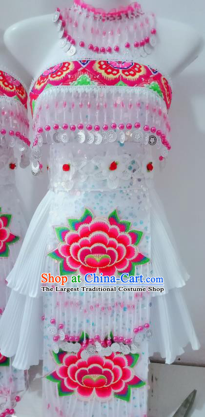 China Miao Ethnic Embroidered White Short Dress Top Quality Miao Nationality Costumes Minority Women Fashion