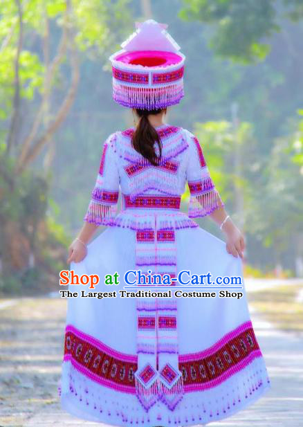 China Tujia Ethnic Clothing Minority Wedding Costumes Travel Photography Stage Performance Dress with Headpiece