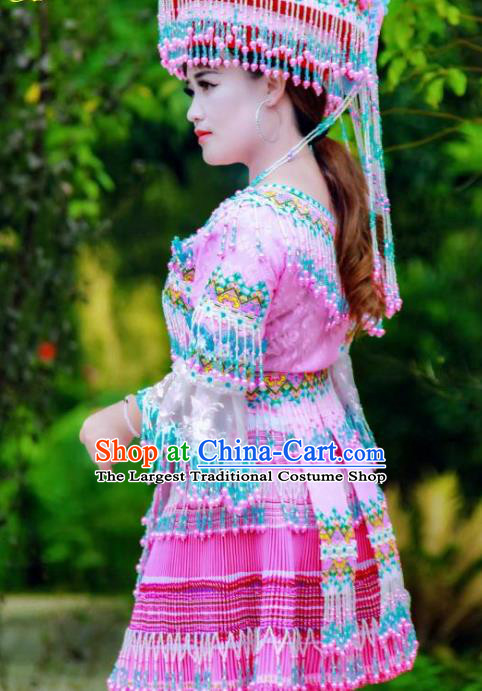 China Tourist Attraction Stage Show Clothing Traditional Miao Minority Nationality Folk Dance Costumes and Hat