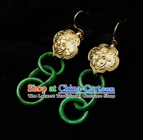 Top Grade Chinese Classical Pearl Earrings Traditional Cheongsam Accessories Handmade Jade Ear Jewelry