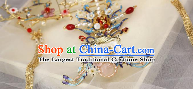 Chinese Wedding Hair Accessories Xiuhe Suit Phoenix Hair Crown Traditional Bride Hairpins Full Set