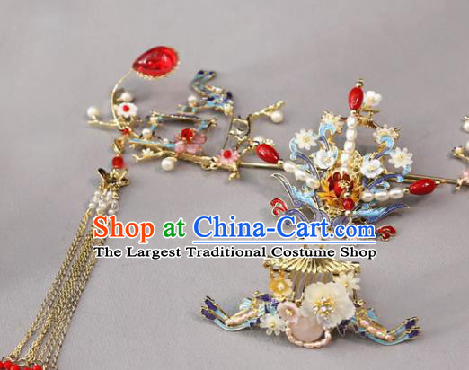 Chinese Wedding Hair Accessories Xiuhe Suit Phoenix Hair Crown Traditional Bride Hairpins Full Set