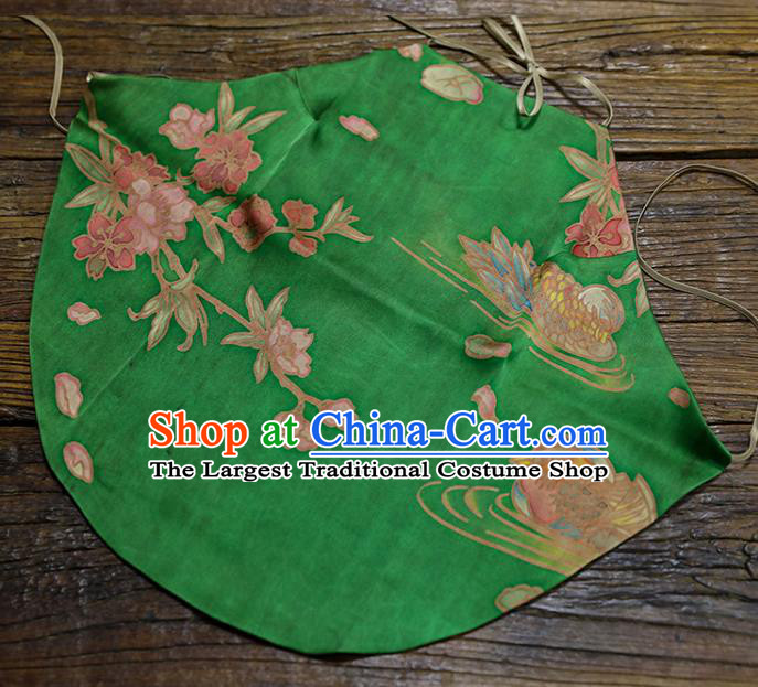 Chinese Classical Mandarin Duck Pattern Green Silk Bellyband Traditional Stomachers Costume
